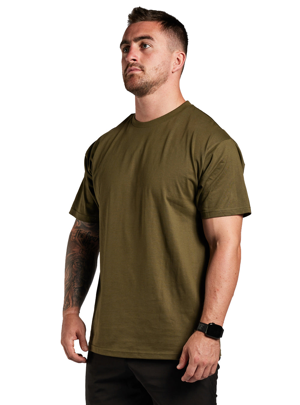TacSource 100% Cotton Loose Fit Undergear Tee - 2 x Pack - Olive - TacSource