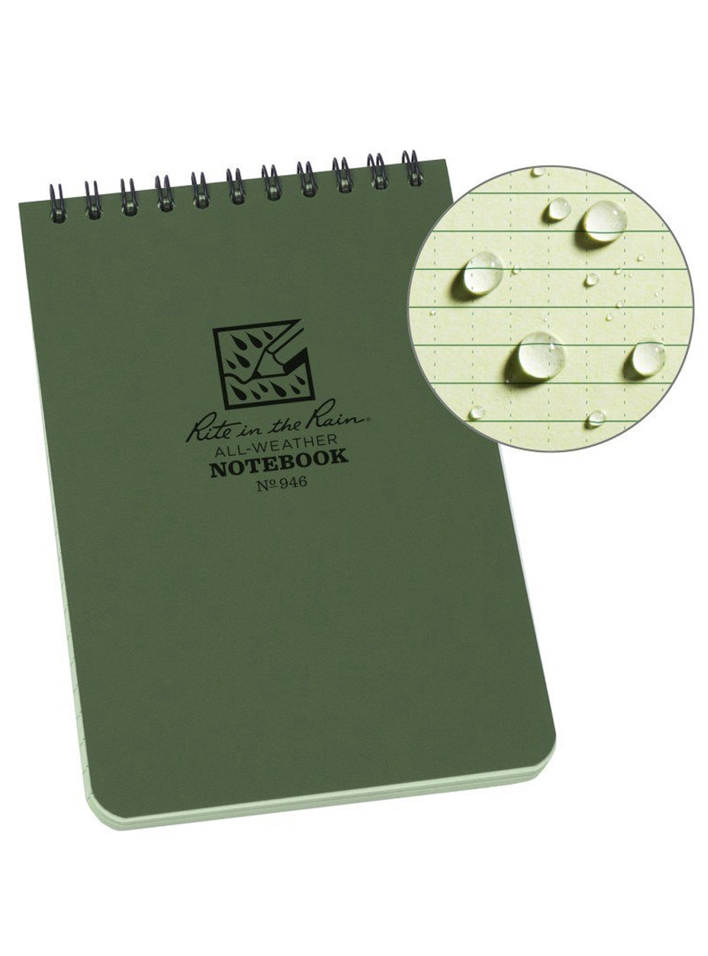 Rite In The Rain 4" x 6" Top Spiral Notebook - Green - TacSource